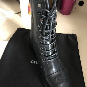 Leather Tall Moto Style Boots - Size 6.5